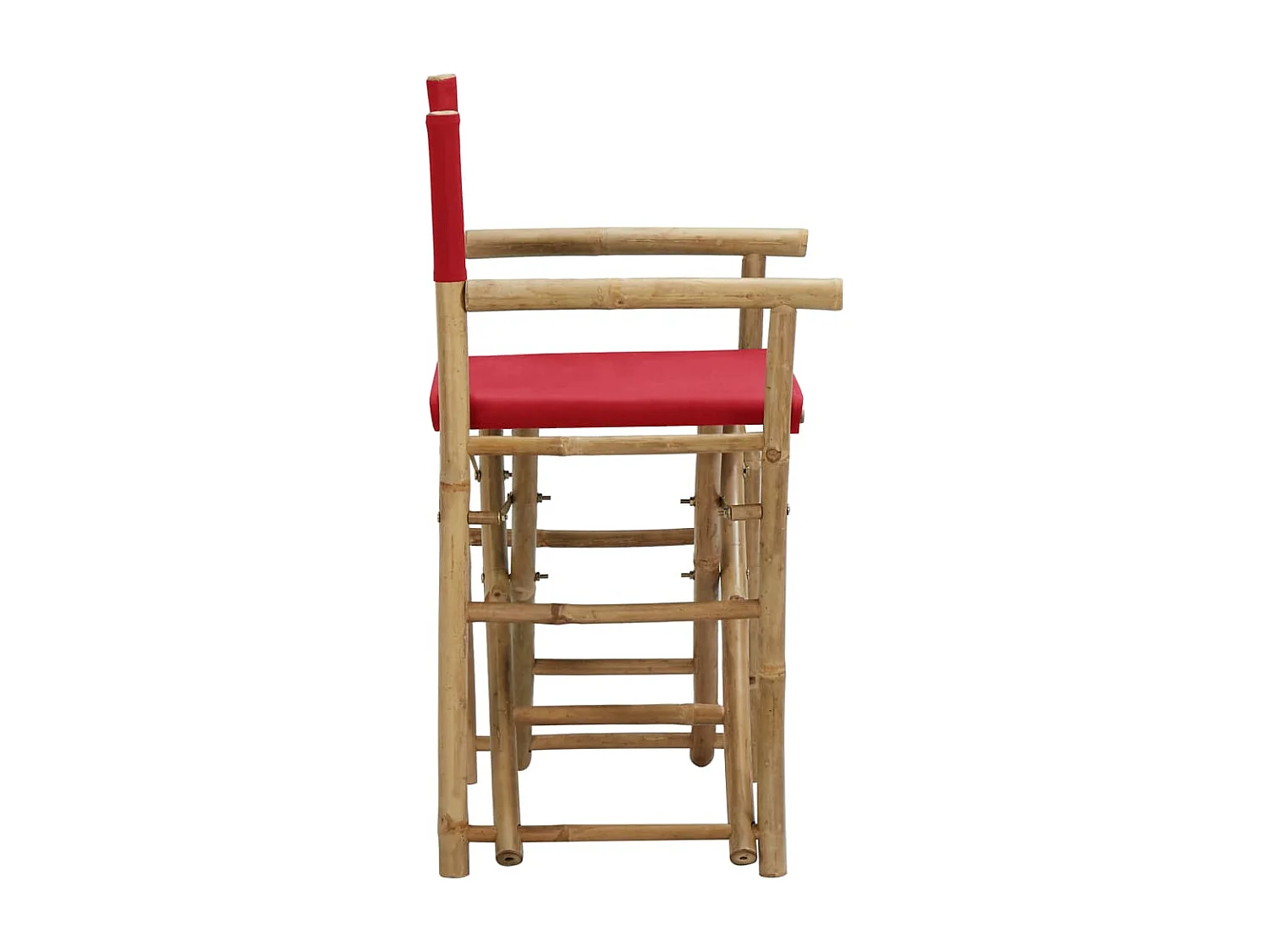 Chaises pliables de directeur 2 pcs Rouge Bambou et tissu