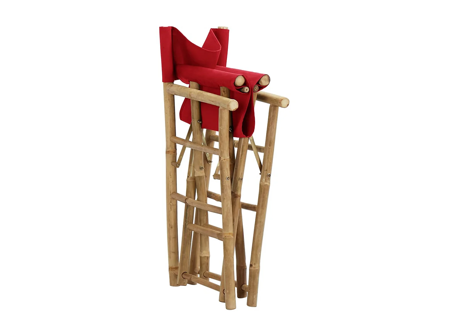 Chaises pliables de directeur 2 pcs Rouge Bambou et tissu