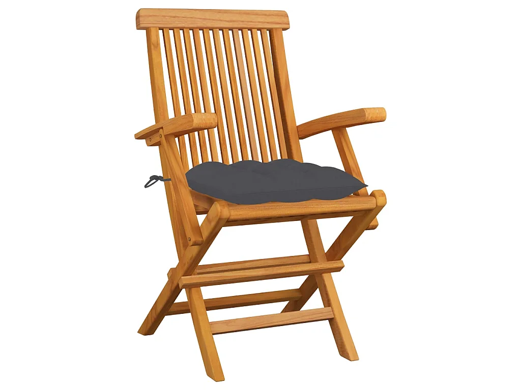 Chaises de jardin avec coussins anthracite 3 pcs Bois de teck 2