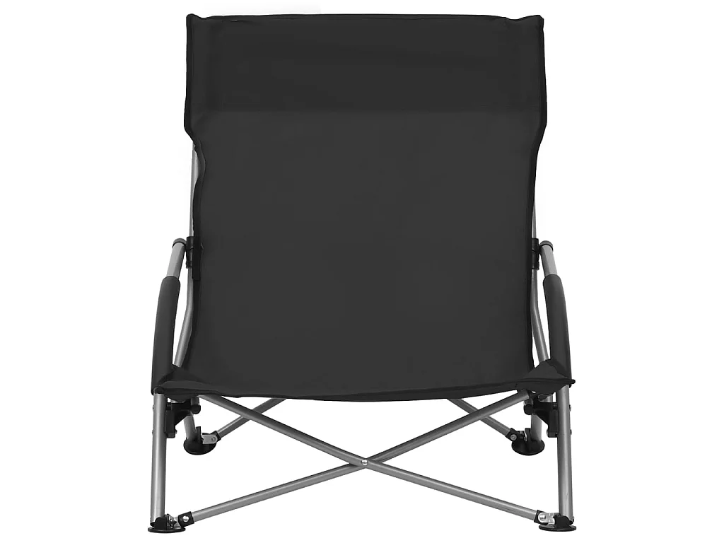 Chaises de plage pliables 2 pcs Noir Tissu 3