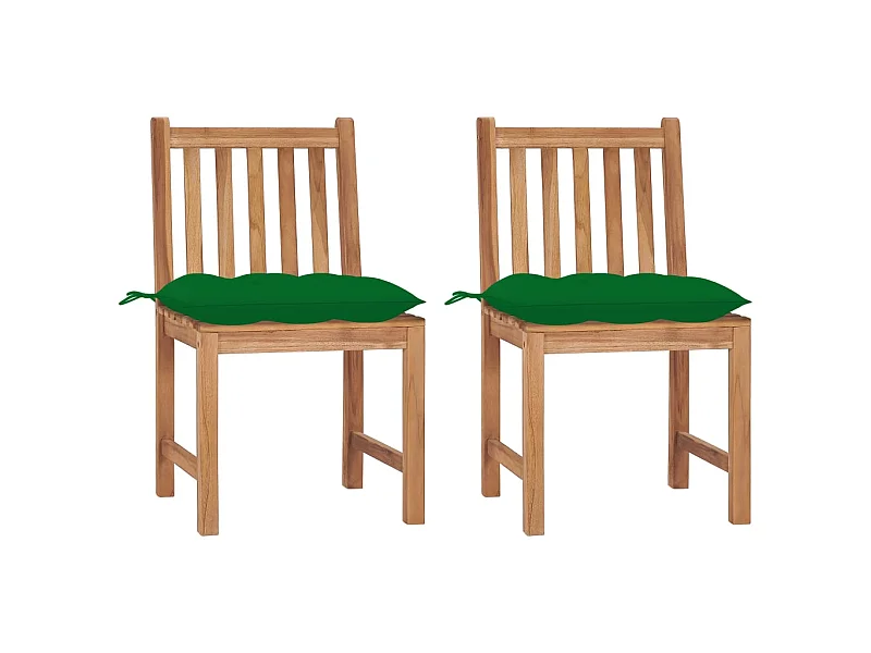 Chaises de jardin 2 pcs avec coussins Bois de teck massif 21