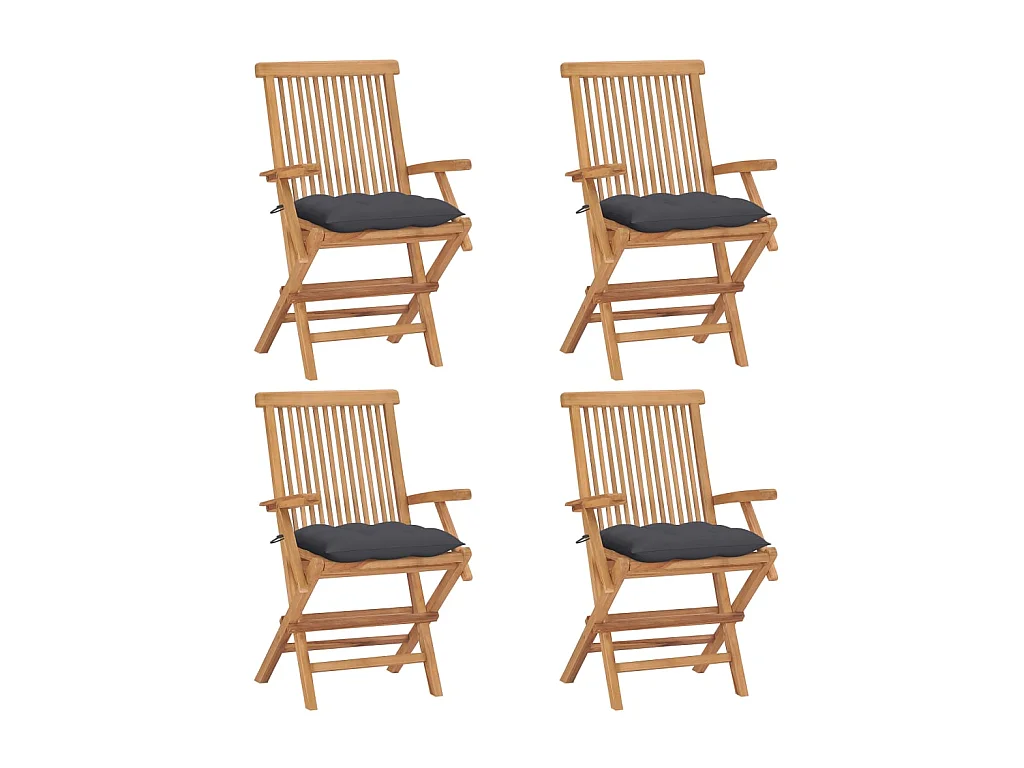 Chaises de jardin avec coussins anthracite 4 pcs Bois de teck 4