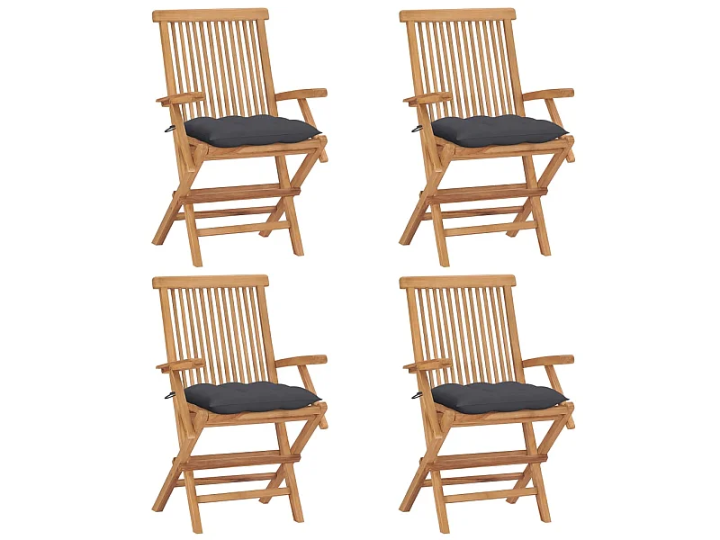 Chaises de jardin avec coussins anthracite 4 pcs Bois de teck 4