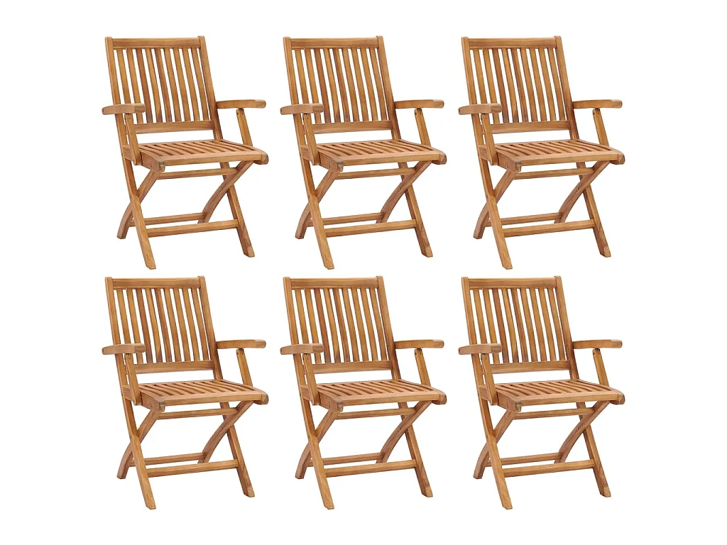 Chaises pliables de jardin 6 pcs Bois de teck solide 4