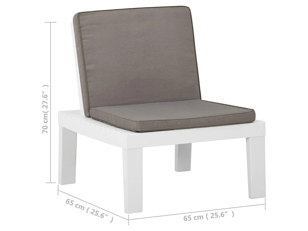 Chaise de salon de jardin avec coussin Plastique Blanc 2