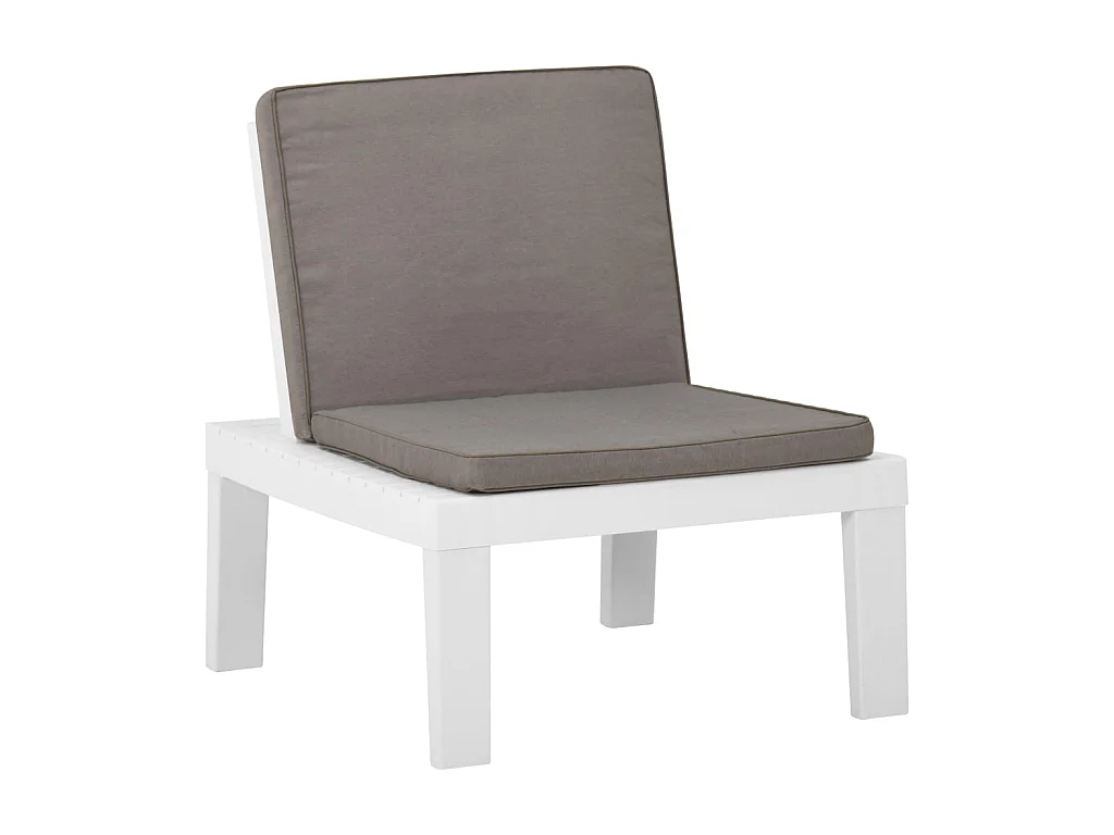 Chaise de salon de jardin avec coussin Plastique Blanc 2