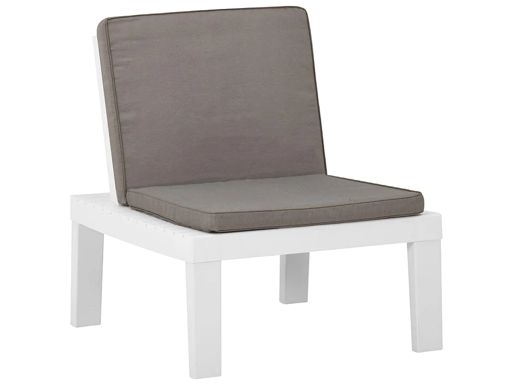 Chaise de salon de jardin avec coussin Plastique Blanc 2