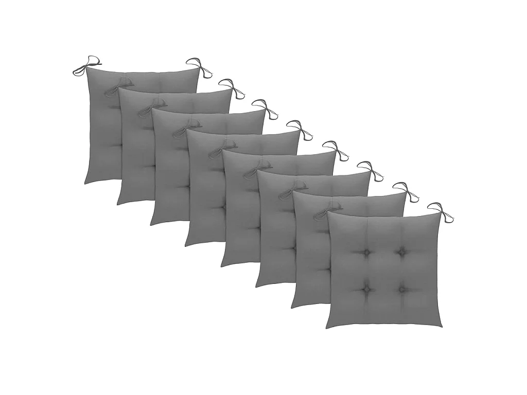 Chaises de jardin avec coussins gris 8 pcs Bois de teck massif 4