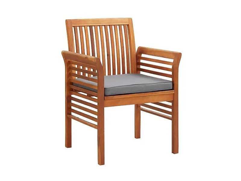 Chaise de jardin tissu gris et acacia massif clair Tulak