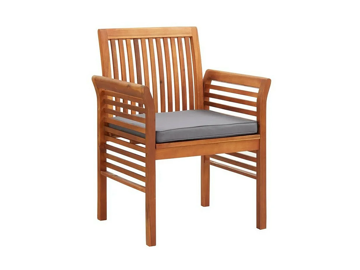 Chaise de jardin tissu gris et acacia massif clair Tulak