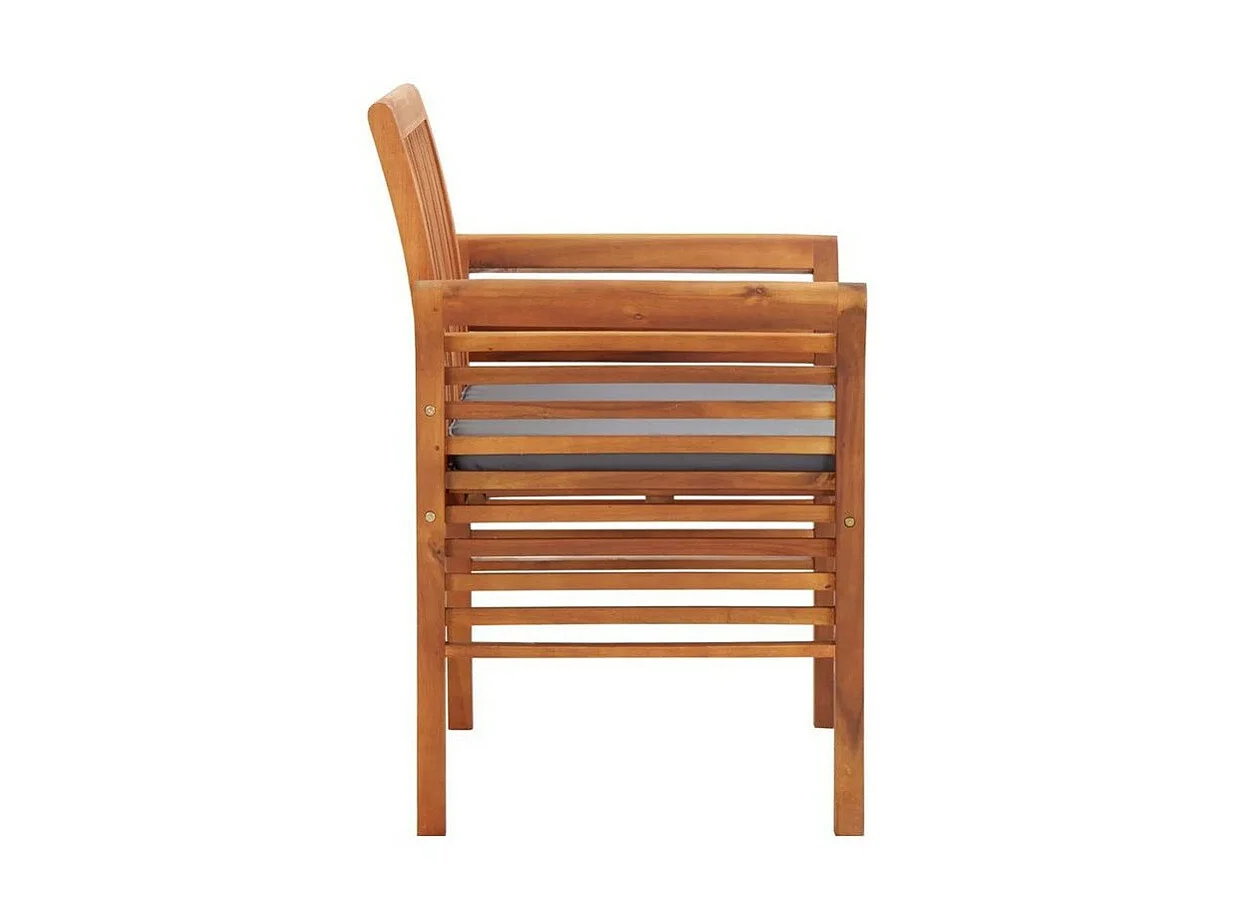 Chaise de jardin tissu gris et acacia massif clair Tulak