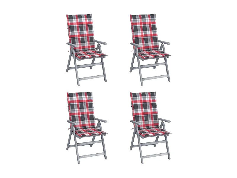 Chaises inclinables de jardin 4 pcs avec coussins Bois d'acacia 38