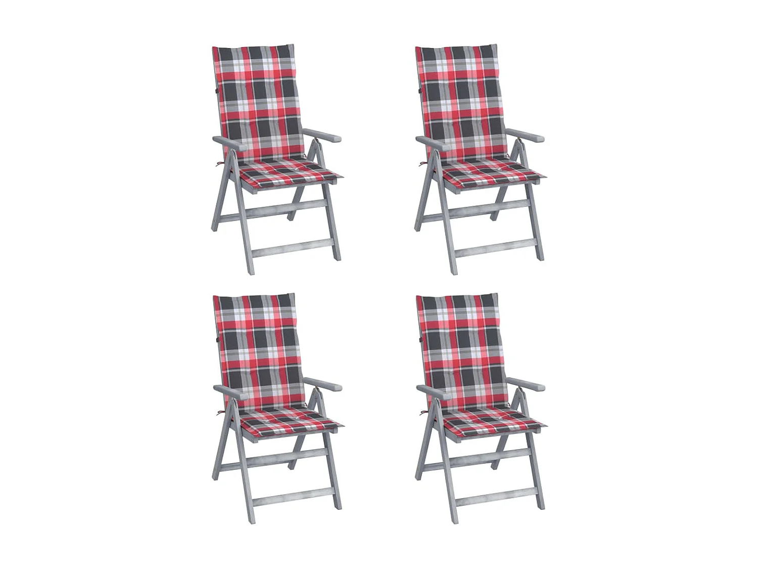 Chaises inclinables de jardin 4 pcs avec coussins Bois d'acacia 38