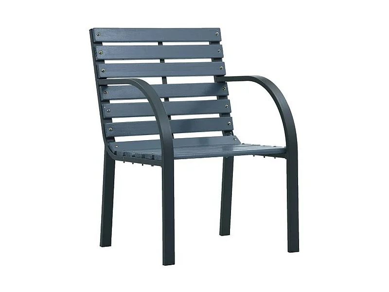Chaise de jardin bois massif gris et métal Dinma - Lot de 2