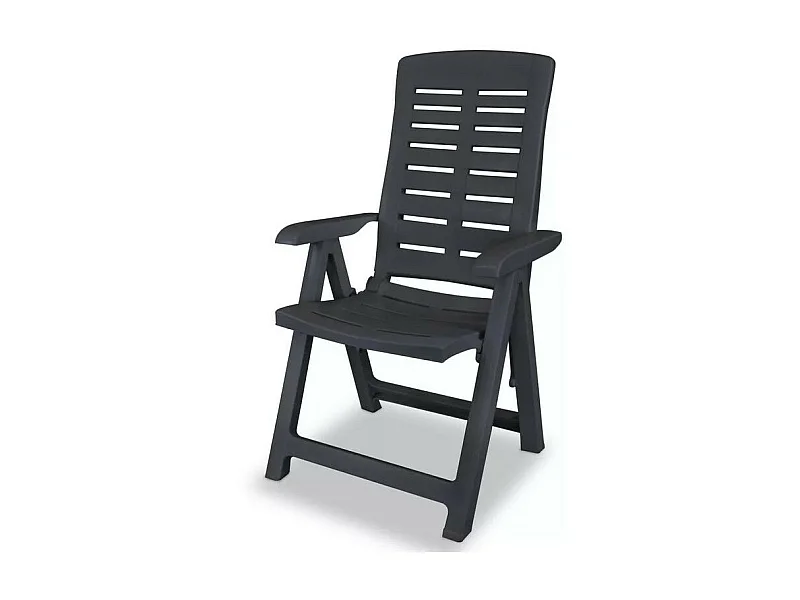 Chaise de jardin pliable plastique anthracite Bouka - Lot de 2