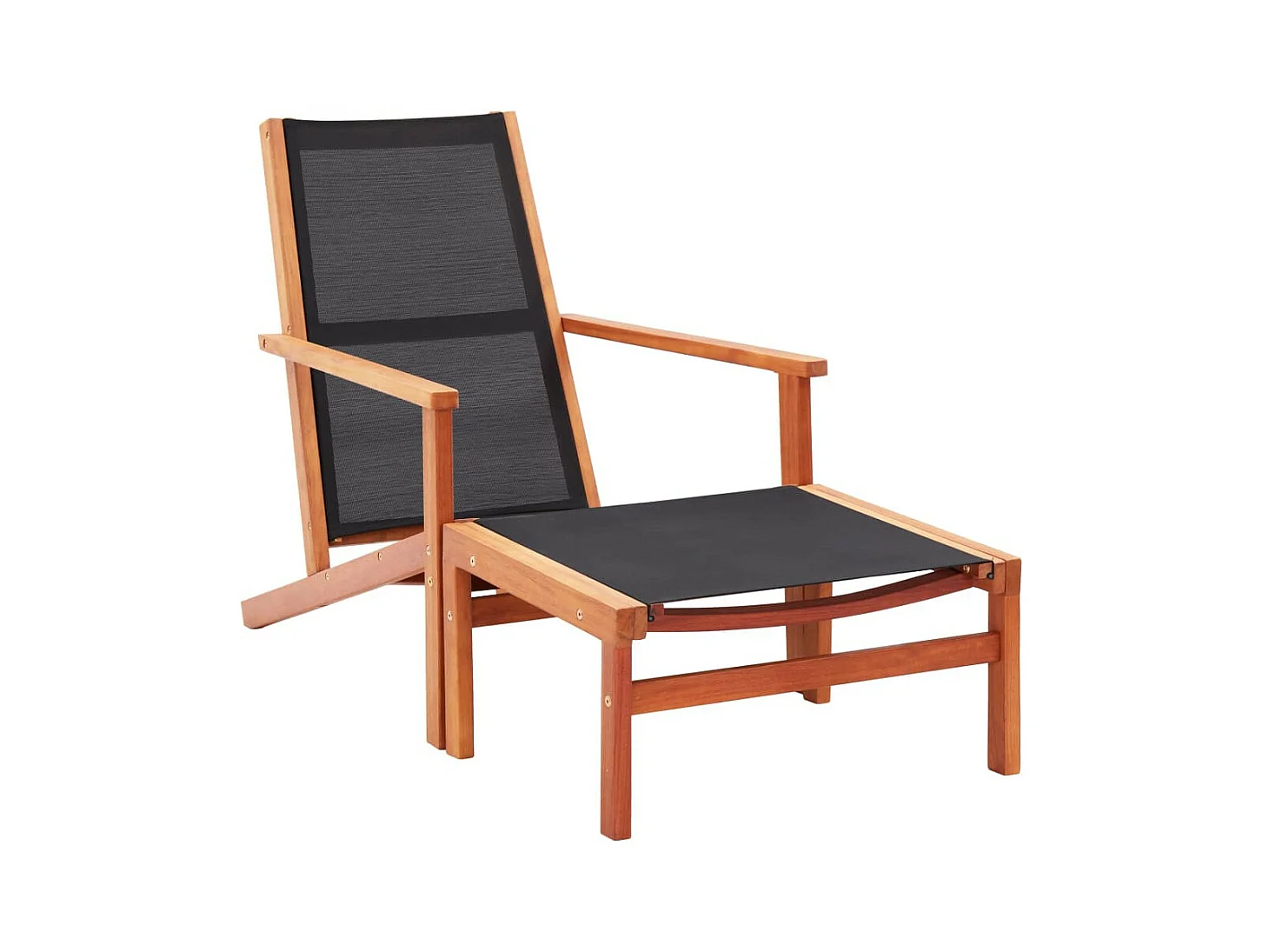 Chaise de jardin et repose-pied Eucalyptus solide et textilène