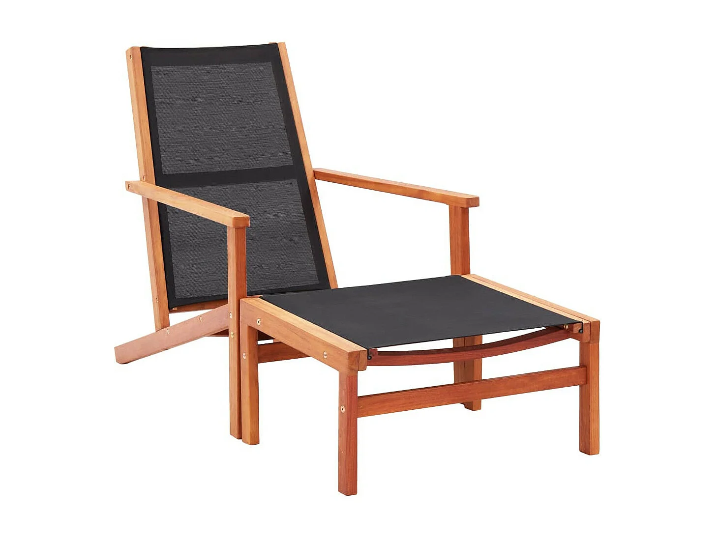 Chaise de jardin et repose-pied Eucalyptus solide et textilène