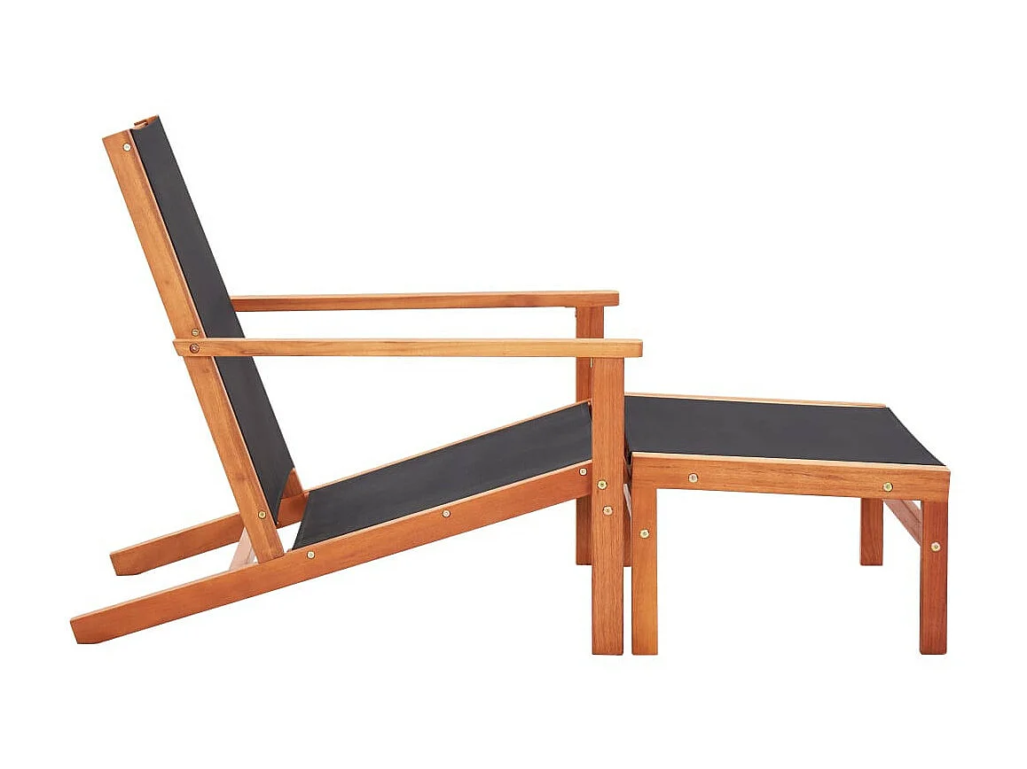 Chaise de jardin et repose-pied Eucalyptus solide et textilène