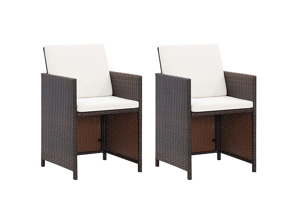 Jeu de chaise et tabouret de jardin 4 pcs Résine tressée Marron