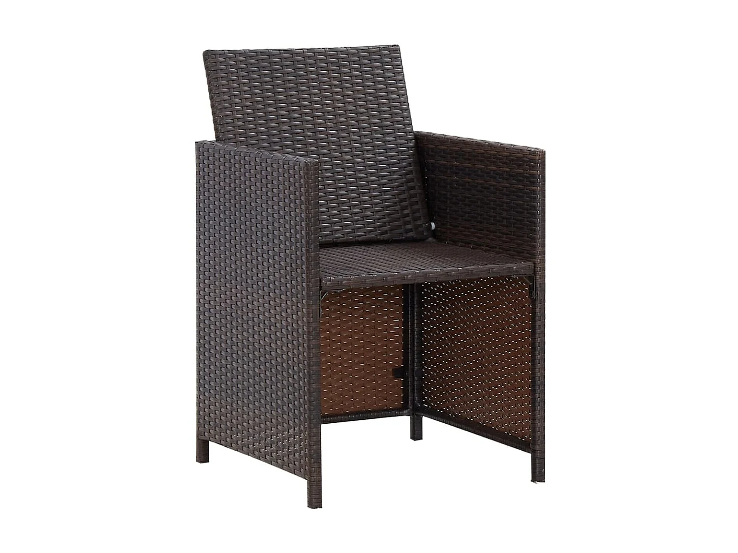 Jeu de chaise et tabouret de jardin 4 pcs Résine tressée Marron