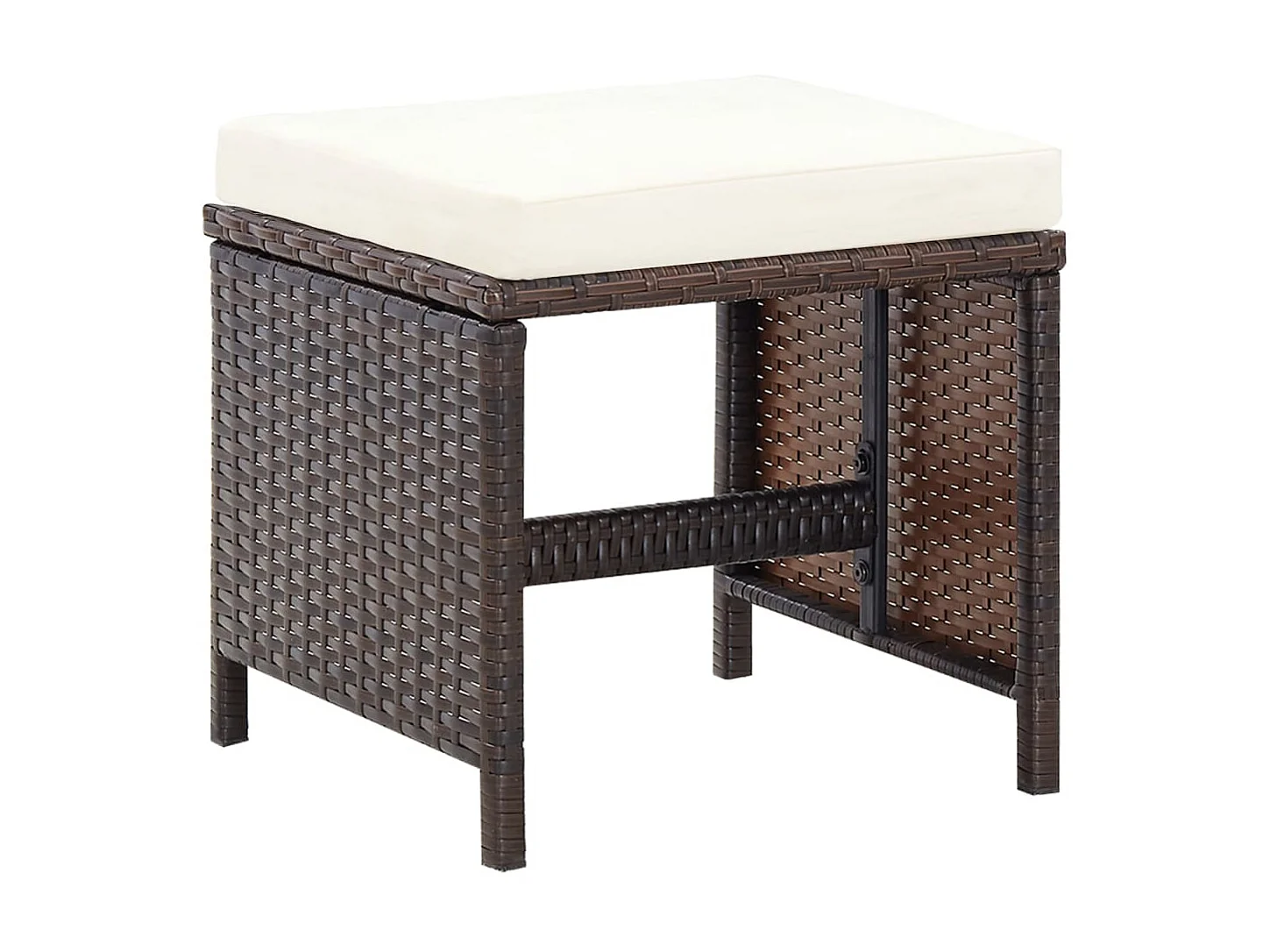 Jeu de chaise et tabouret de jardin 4 pcs Résine tressée Marron