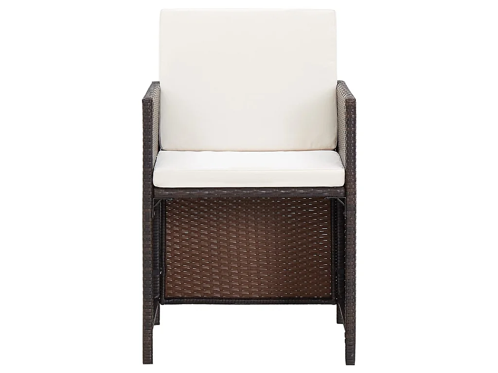 Jeu de chaise et tabouret de jardin 4 pcs Résine tressée Marron