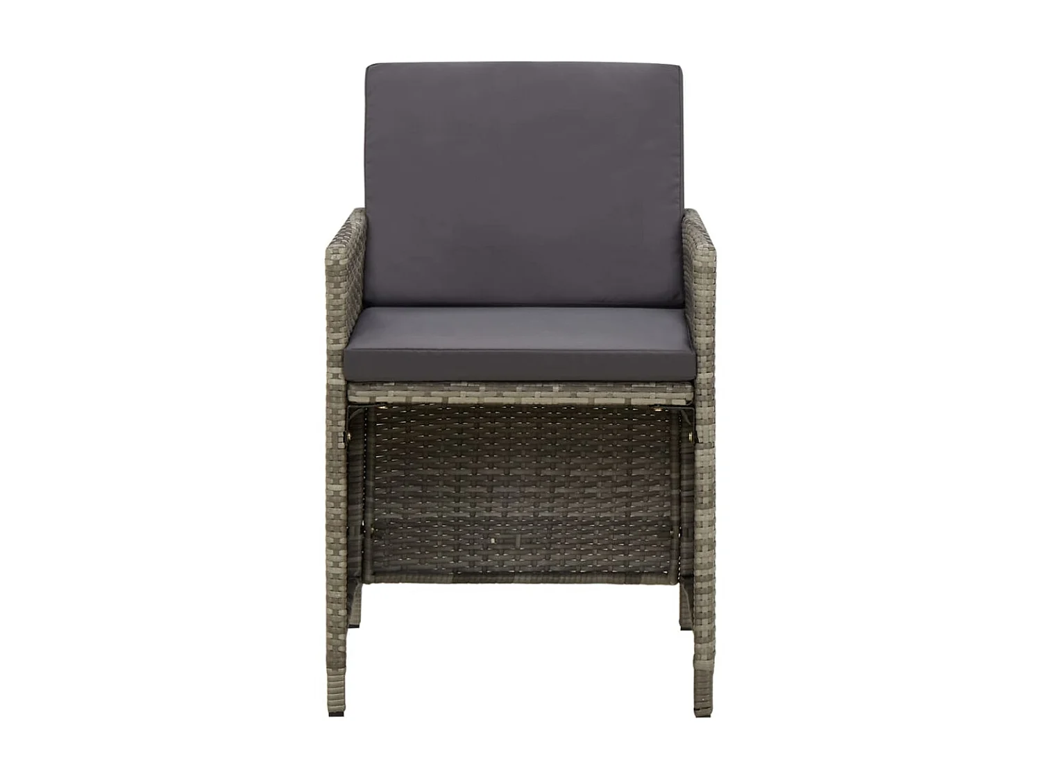 Chaises de jardin avec coussins 4 pcs Résine tressée Gris