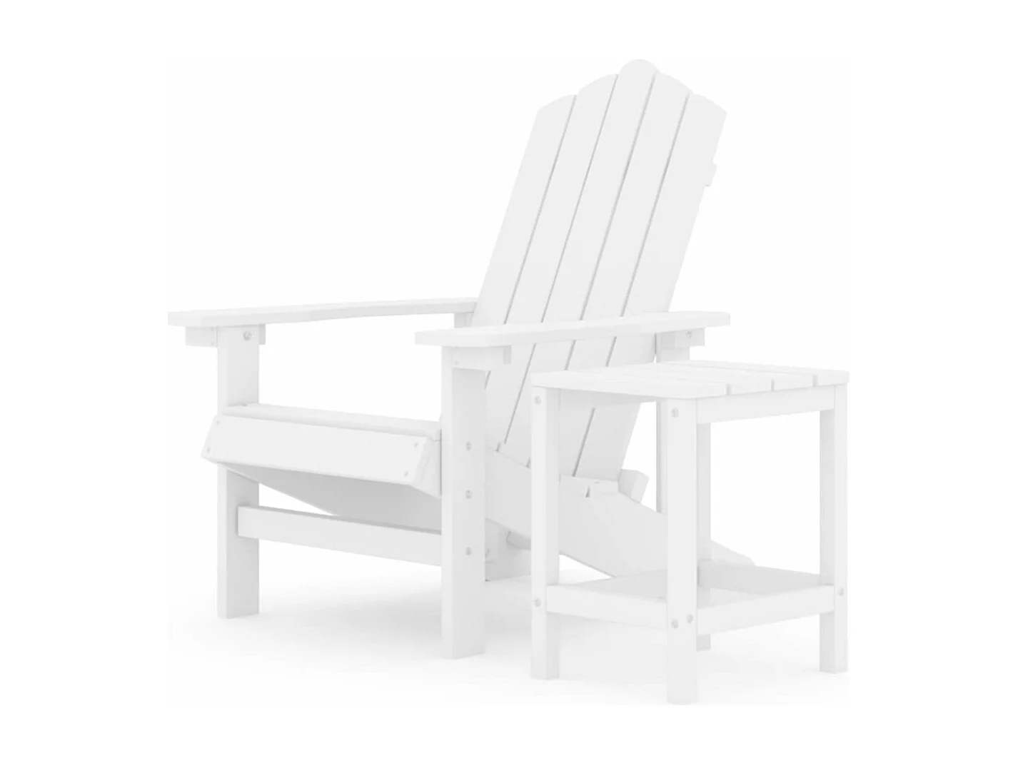 Chaise de jardin Adirondack avec table PEHD Blanc