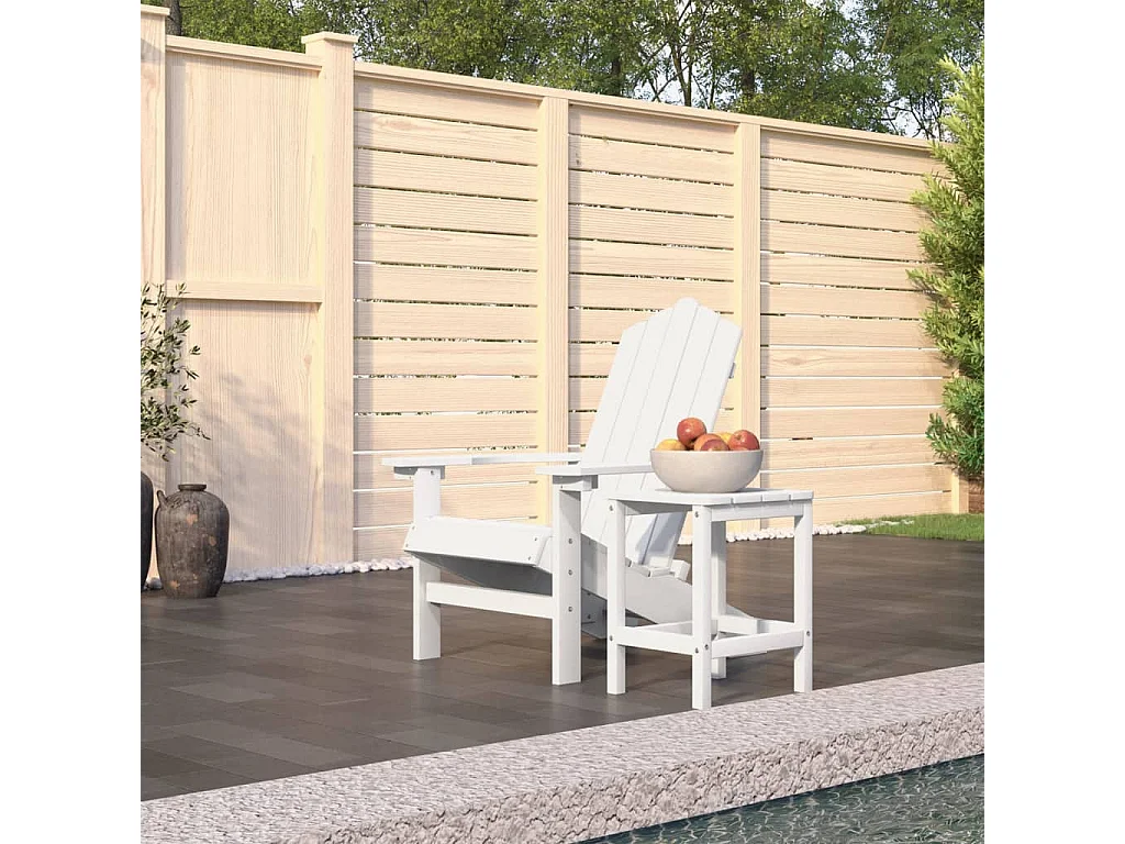 Chaise de jardin Adirondack avec table PEHD Blanc