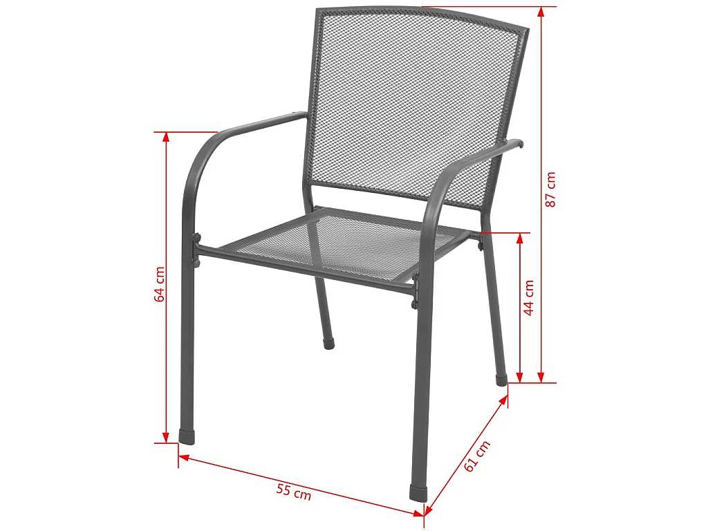 Chaises empilables de jardin 2 pcs Acier Gris