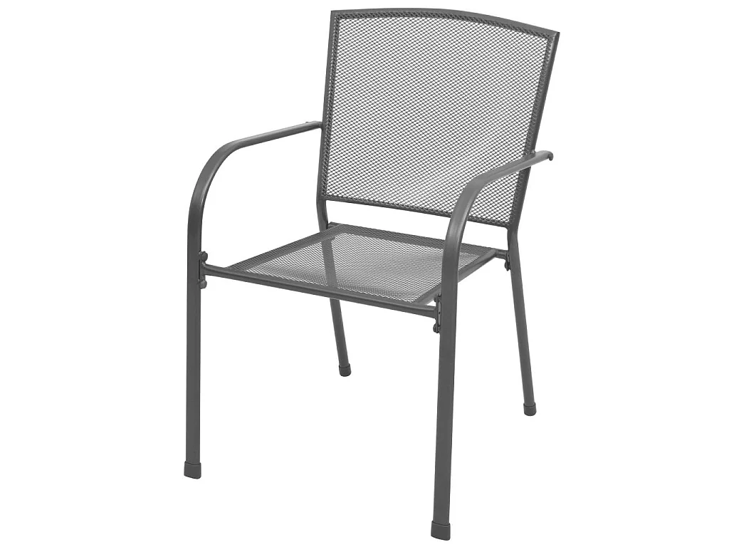 Chaises empilables de jardin 2 pcs Acier Gris