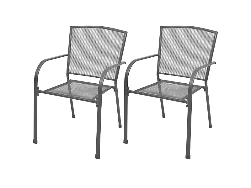 Chaises empilables de jardin 2 pcs Acier Gris