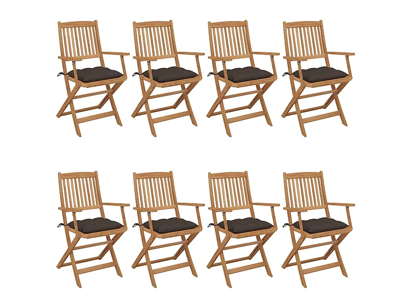 Chaises pliables de jardin 8 pcs avec coussins Bois d'acacia 43