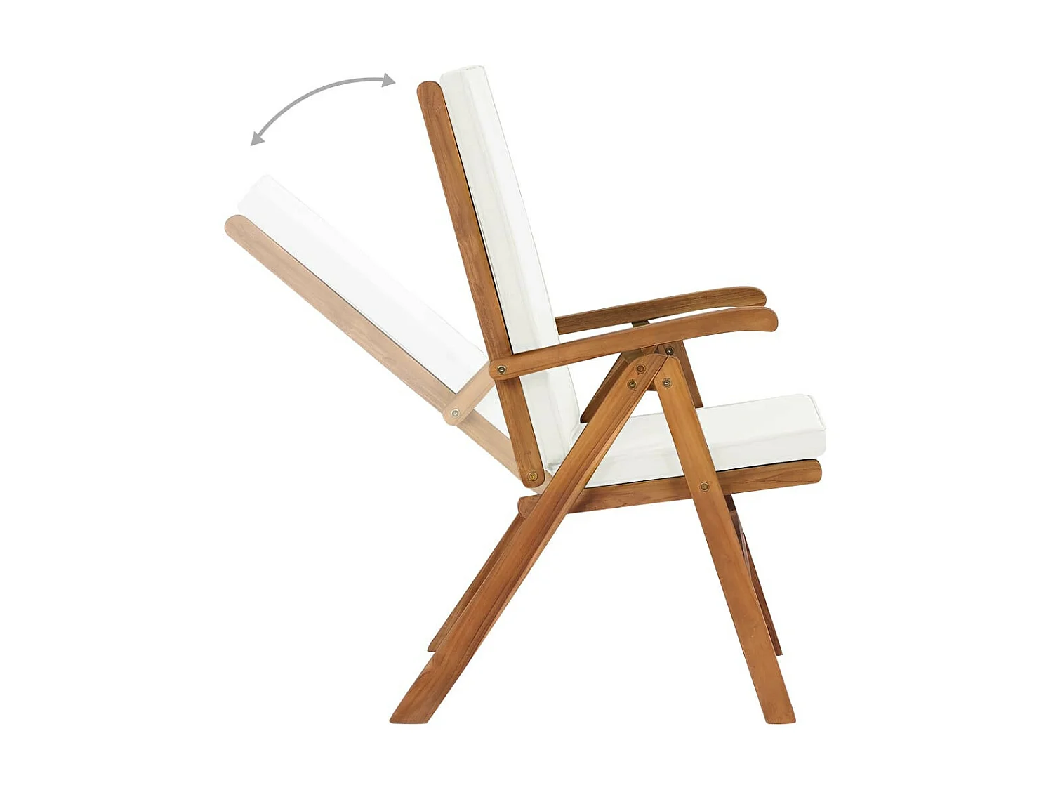 Chaises inclinables 2 pcs avec coussins Teck solide Crème