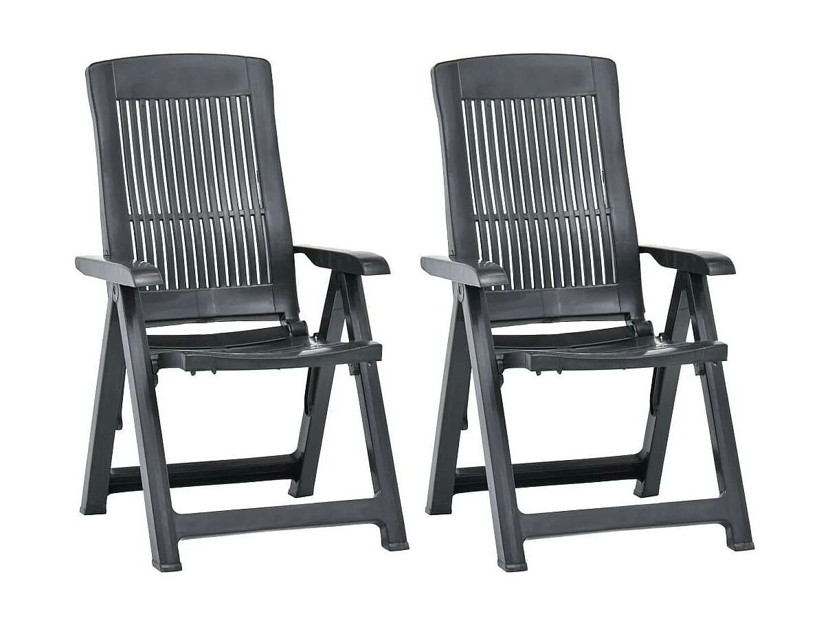 Chaises inclinables de jardin 2 pcs Plastique Anthracite 2