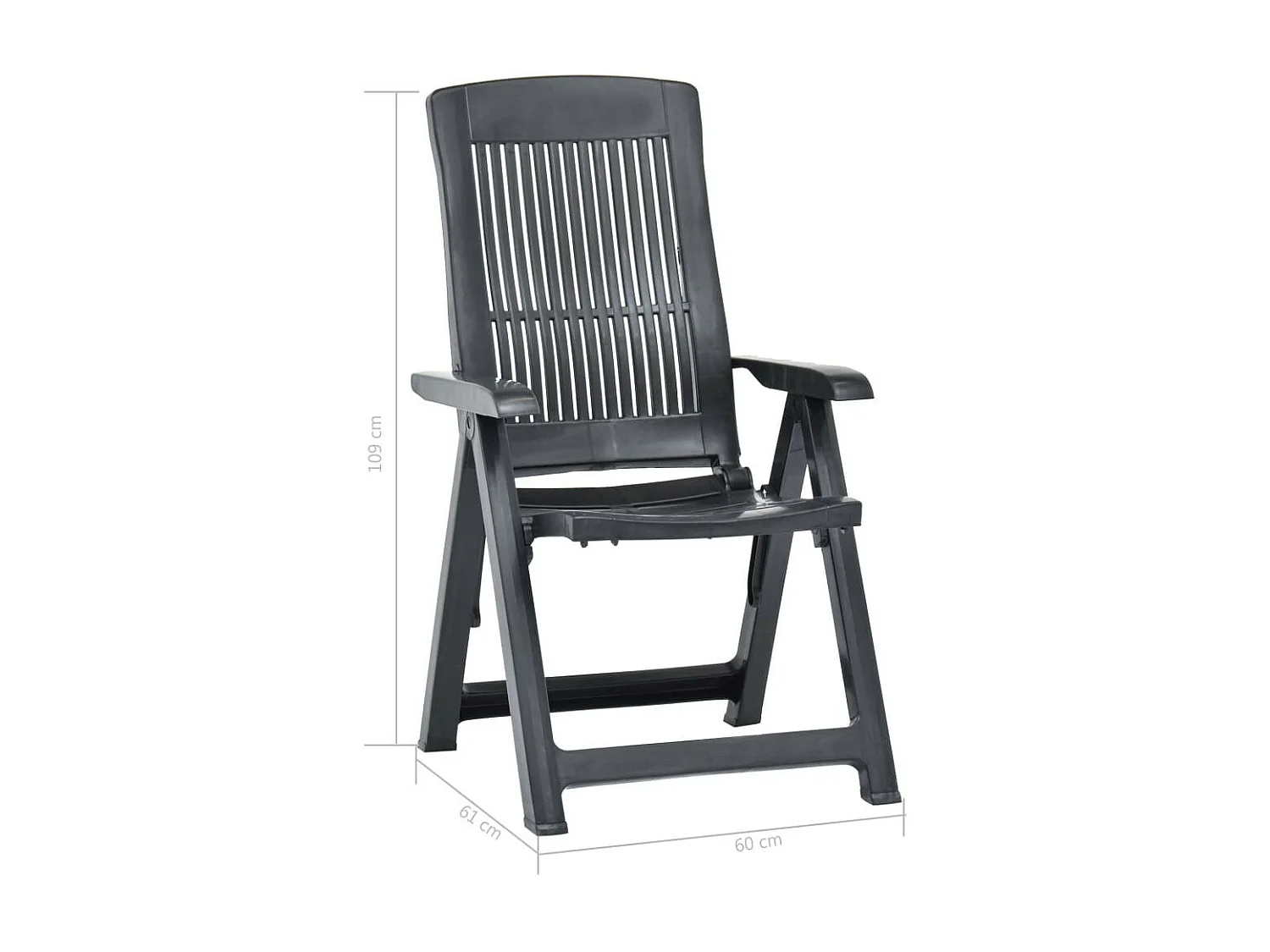 Chaises inclinables de jardin 2 pcs Plastique Anthracite 2