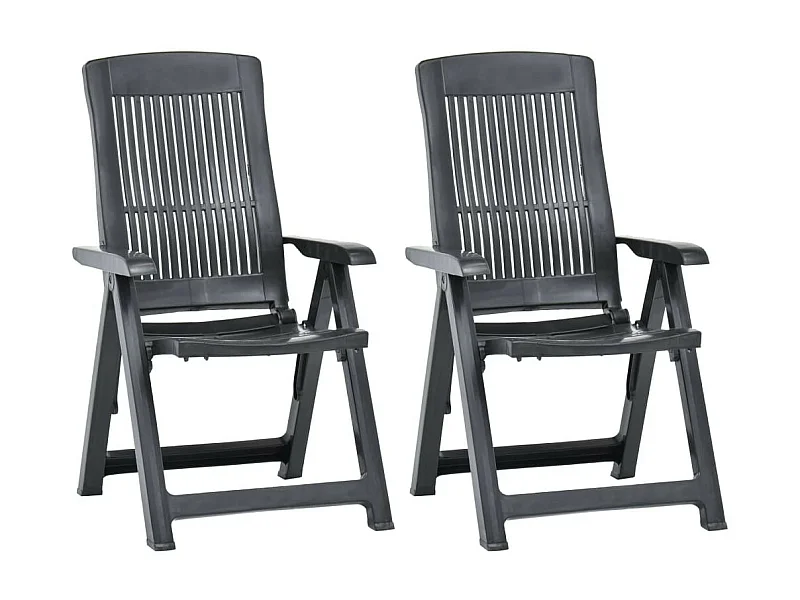 Chaises inclinables de jardin 2 pcs Plastique Anthracite 2