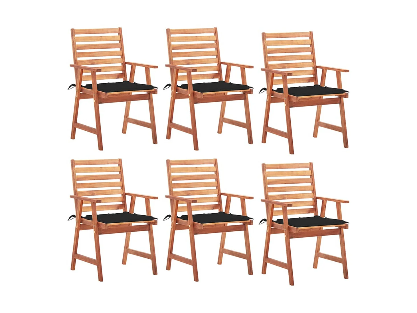 Chaises à dîner d'extérieur 6 pcs avec coussins Acacia massif 6