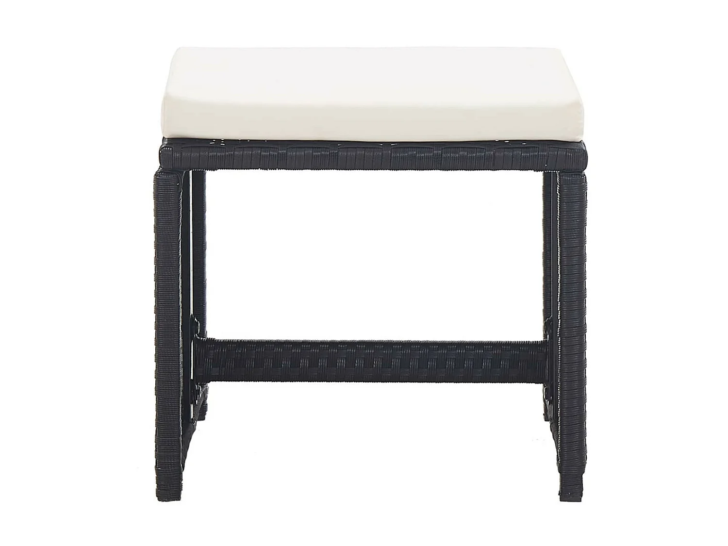 Tabourets de jardin 2 pcs avec coussins Résine tressée Noir