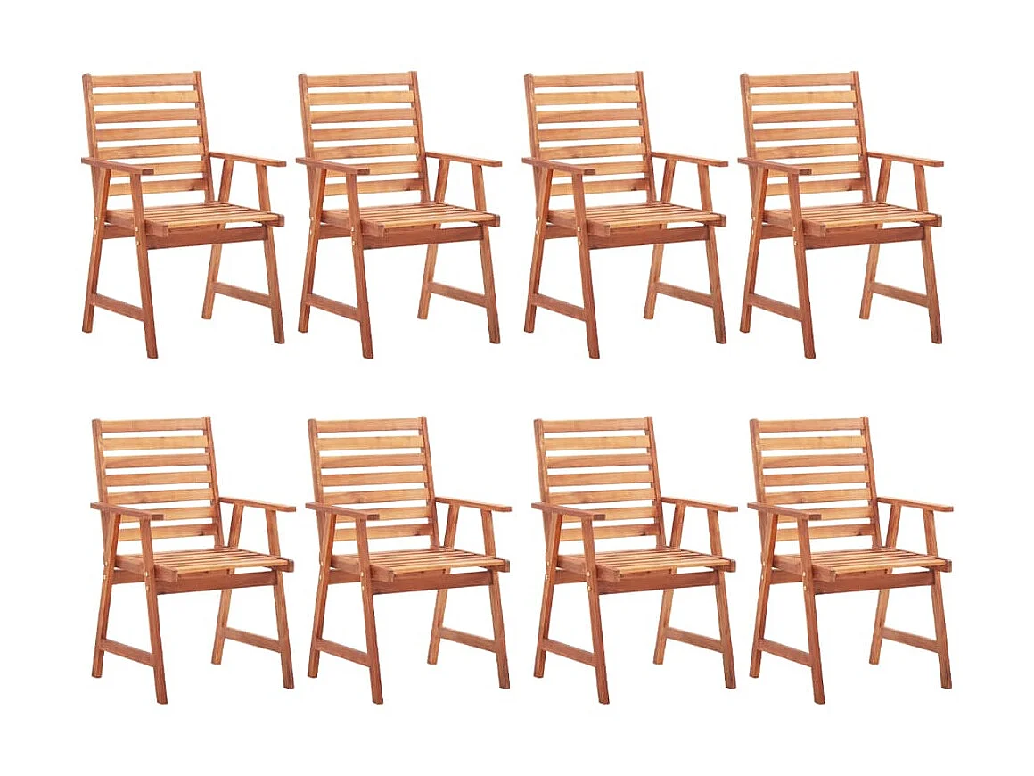Chaises à dîner d'extérieur 8 pcs avec coussins Acacia massif 26