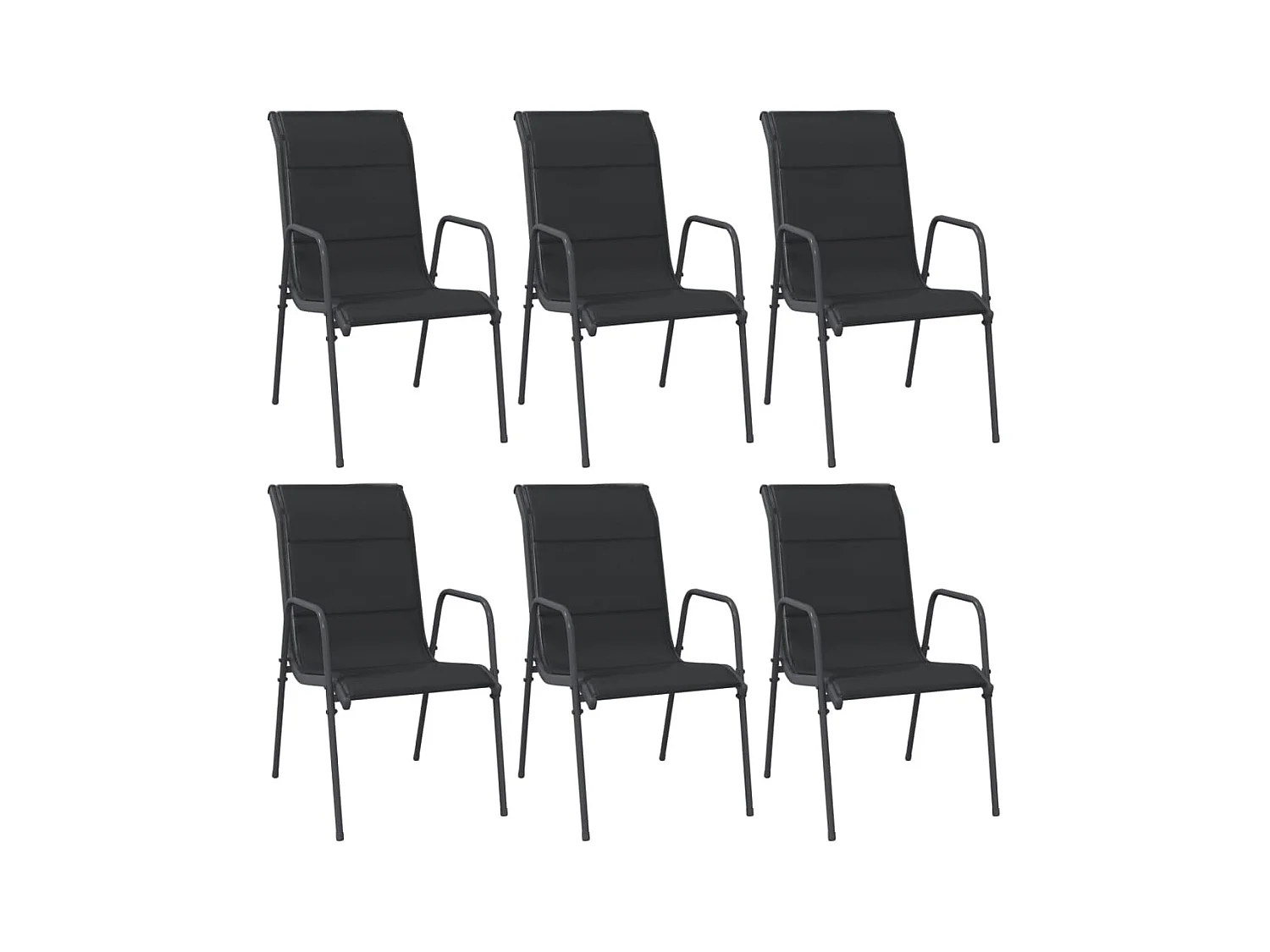 Chaises de jardin 6 pcs Acier et textilène Noir