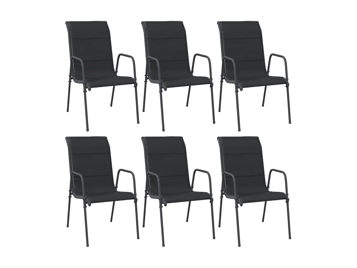 Chaises de jardin 6 pcs Acier et textilène Noir