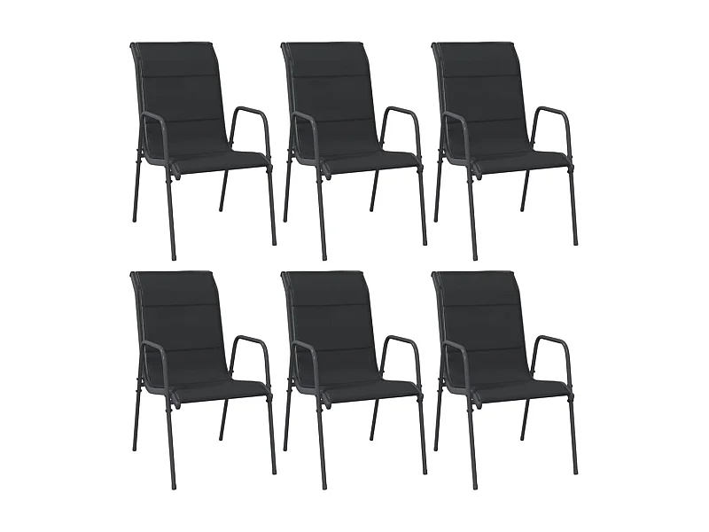 Chaises de jardin 6 pcs Acier et textilène Noir