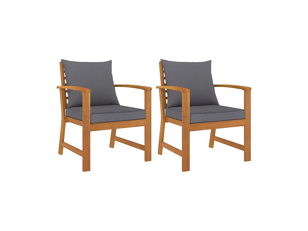 Chaises de jardin 2 pcs avec coussin gris foncé Bois d'acacia
