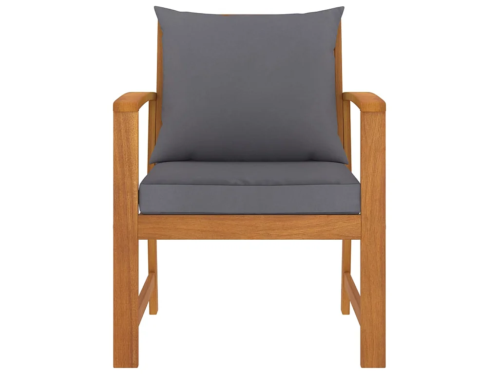 Chaises de jardin 2 pcs avec coussin gris foncé Bois d'acacia