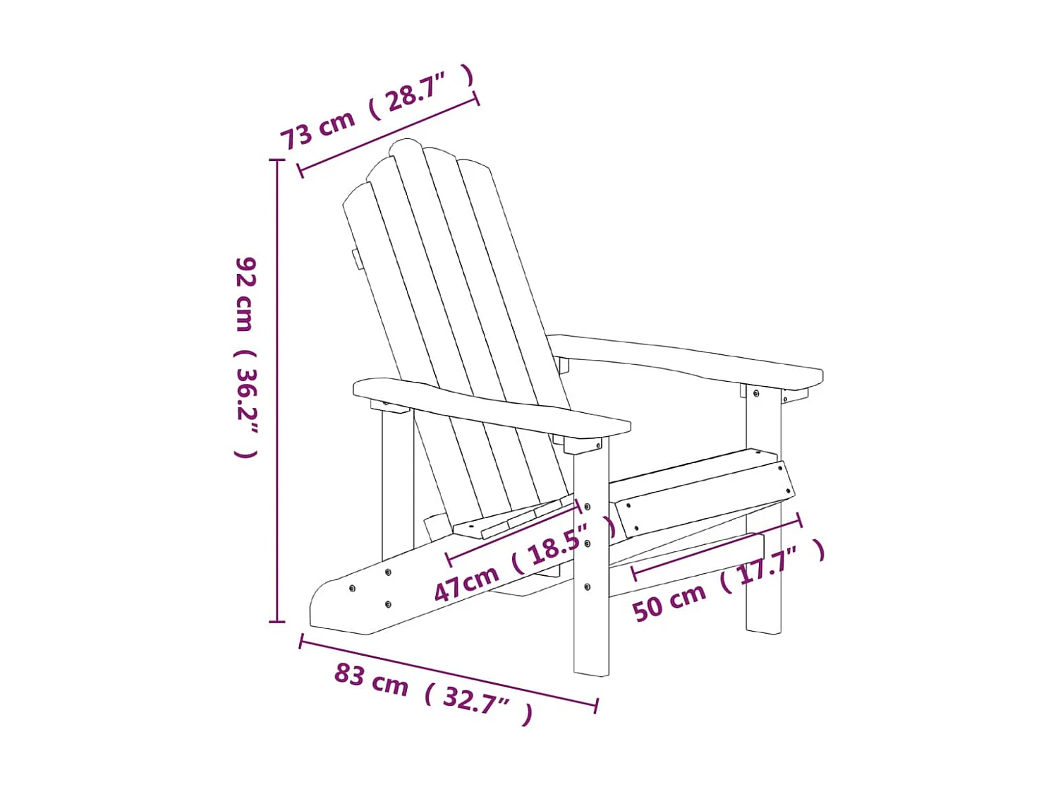 Chaise Adirondack de jardin PEHD Marron