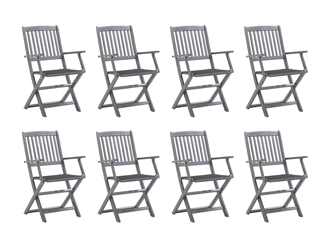 Chaises pliables d'extérieur 8 pcs avec coussins Bois d'acacia
