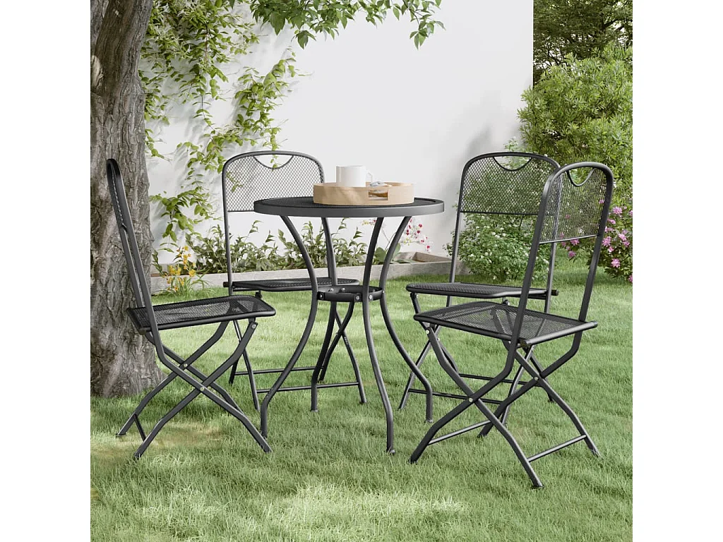 Chaises pliables de jardin 4 pcs Maille métallique Anthracite