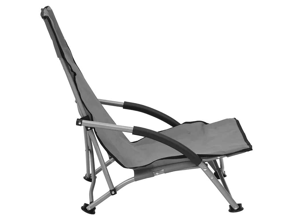 Chaises de plage pliables 2 pcs Gris Tissu 3