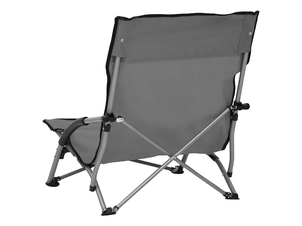 Chaises de plage pliables 2 pcs Gris Tissu 3